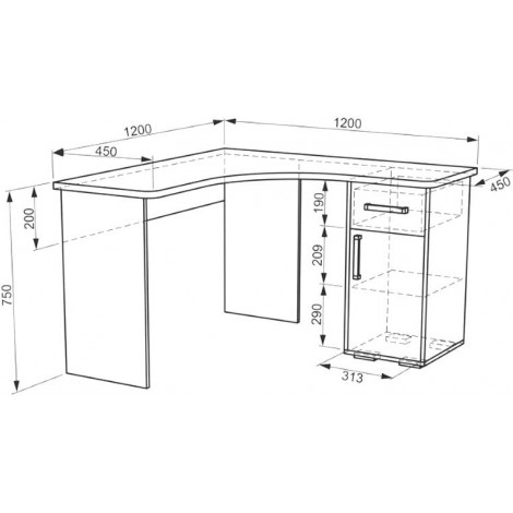 Письменный стол Лайт-1 компьютерный 1200 угловой купить в Москве по цене от 7205р. в интернет-магазине justmebel.ru
