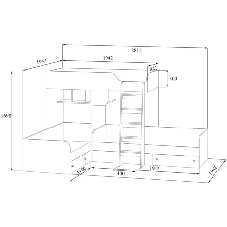 Двухъярусная кровать TRIO-1 купить в Москве по цене от 29160р. в интернет-магазине justmebel.ru